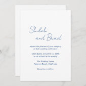 Shiloh Navy Blue Moderne Elegante Hochzeit Einladung (Vorne/Hinten)