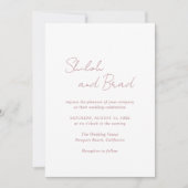Shiloh Wüste Rose Rosa Moderne Elegante Hochzeit Einladung (Vorderseite)
