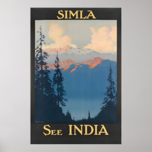 Shimla-Druck indische Kunst Indien Reiseplakat Poster