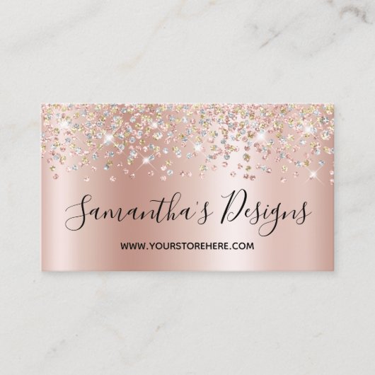 Shimmer Confetti Glitzer Rose Gold Gradient Visitenkarte (Vorderseite)