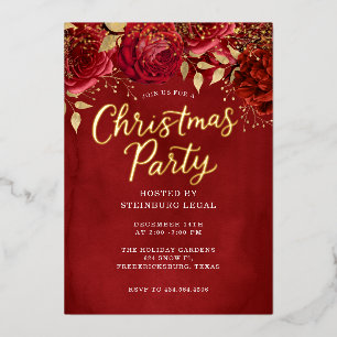 Shimmer Floral Büro Firmenweihnachtsfeier  Folieneinladung