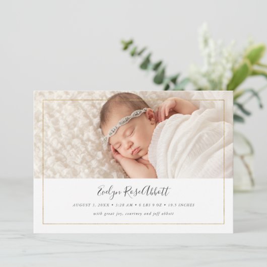 Shimmer Foto Birth Ankündigung (Stehend Vorderseite)