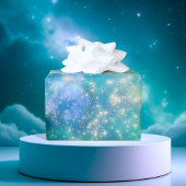 Shimmer Galaxy blau grün Geschenkpapier