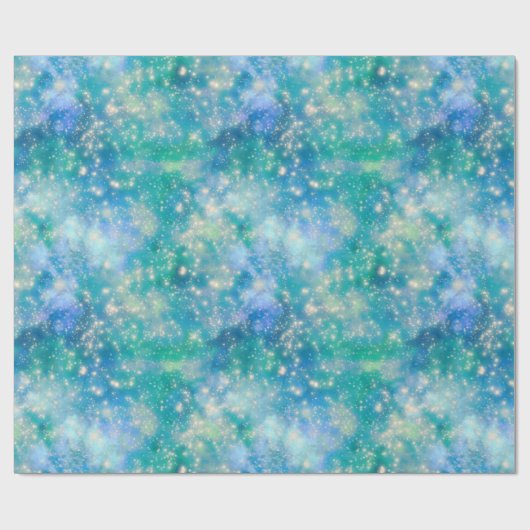 Shimmer Galaxy blau grün Geschenkpapier (Flach)