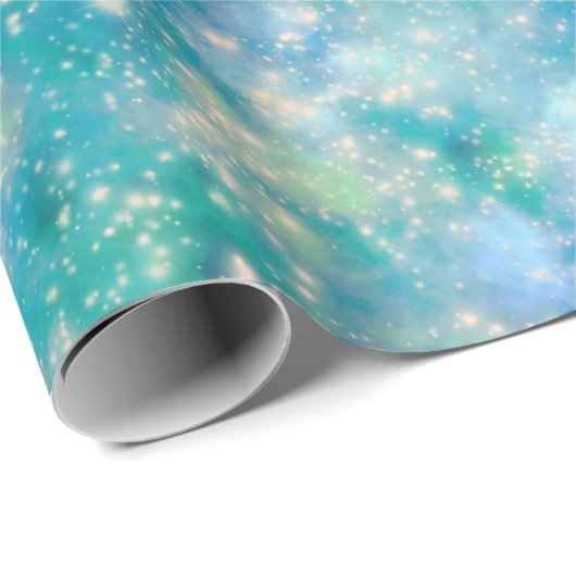 Shimmer Galaxy blau grün Geschenkpapier (Rolleneckpunkt)