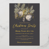 Shimmer Gold Baubles Christmas Party Folieneinladung (Vorderseite)