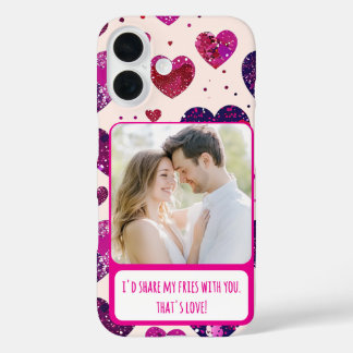 Shimmer Lila Heart Share my Fries iPhone 16 Hülle