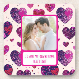 Shimmer Lila Heart Share my Fries Getränkeuntersetzer