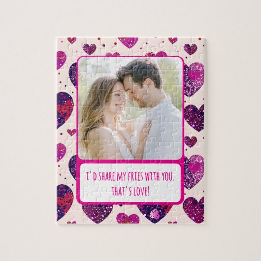 Shimmer Lila Heart Share my Fries Puzzle (Vertikal)