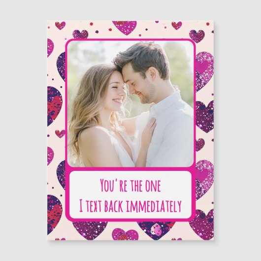 Shimmer Lila Herztext-Rückseite Magnetkarte (Vorderseite)