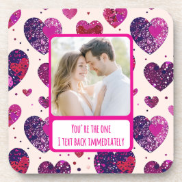 Shimmer Lila Herztxt sofort zurück Getränkeuntersetzer