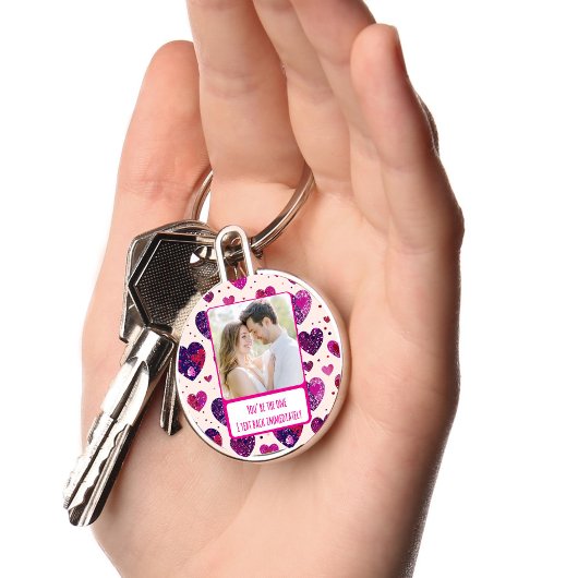 Shimmer Lila Herztxt sofort zurück Schlüsselanhänger