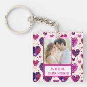 Shimmer Lila Herztxt sofort zurück Schlüsselanhänger (Vorderseite)