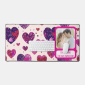 Shimmer Lila Herztxt sofort zurück Schreibtischunterlage (Tastatur & Maus)