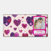 Shimmer Lila Herztxt sofort zurück Schreibtischunterlage (Vorderseite)