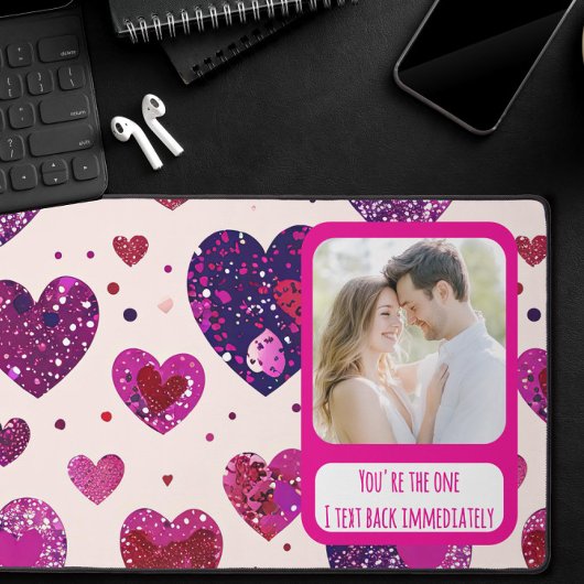 Shimmer Lila Herztxt sofort zurück Schreibtischunterlage