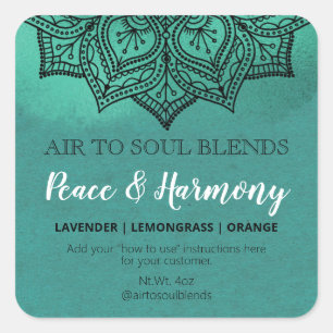Shimmer Mandala Aquamarin Blend Labels Quadratischer Aufkleber