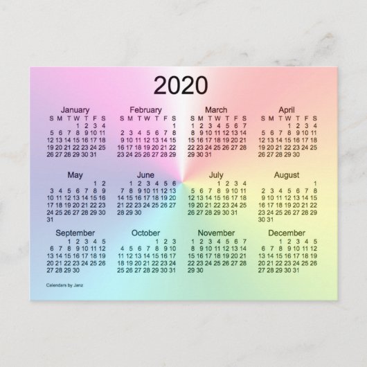 Shimmer Mini Kalender 2020 von Janz Postkarte (Vorderseite)