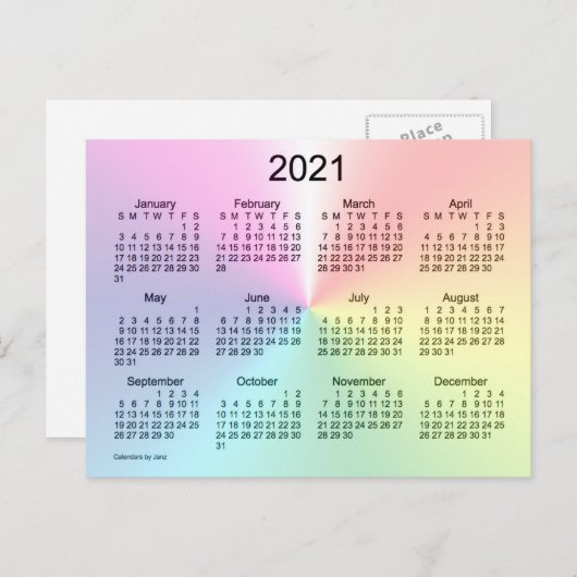 Shimmer Mini Kalender 2021 von Janz Postkarte (Vorne/Hinten)