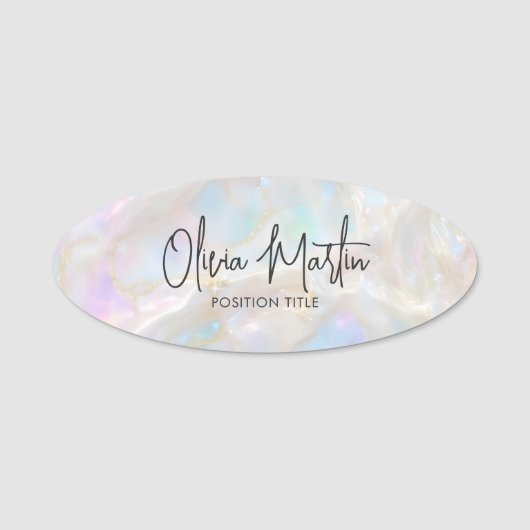 Shimmer Opal Iridescent Background Namensschild (Vorderseite)