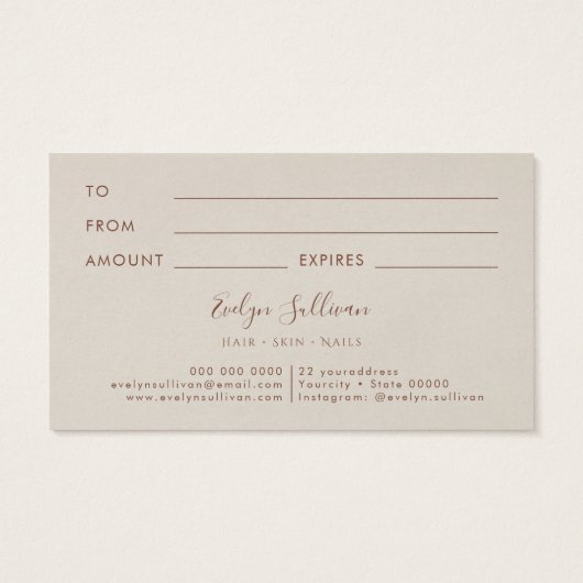 Shimmer-Papiergeschenkkarte (Rückseite)