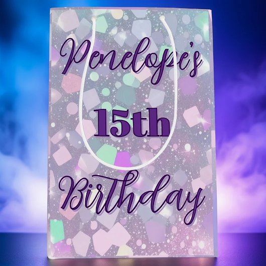 Shimmer Pastel Confetti Geburtstag Mittlere Geschenktüte