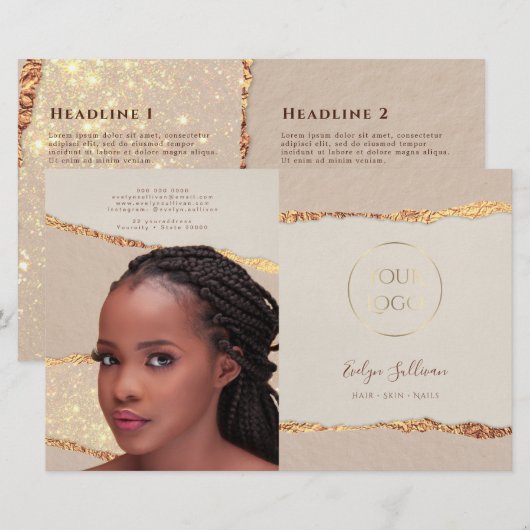 Shimmer Ripped Paper Bifold Broschüre (Vorne/Hinten)