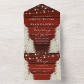 Shimmer Rustic Holz String Lichter Bäume Hochzeit All In One Einladung (Innen Boden)