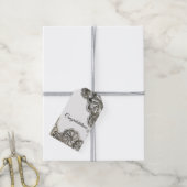 Shimmer silber florale Gratulationen Tag Geschenkanhänger (Mit Garn)