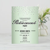 Shimmer | Silver Glitzer Confetti Retirement Party Einladung (Stehend Vorderseite)