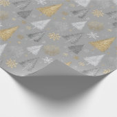 Shimmer Silver und Gold Weihnachtsbäume Geschenkpapier (Ecke)
