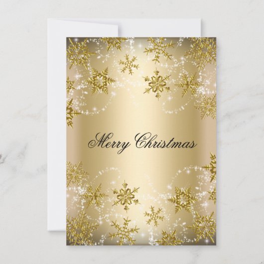 Shimmer Snowflake Gold Weihnachtsfeier Einladung (Rückseite)
