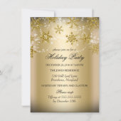 Shimmer Snowflake Gold Weihnachtsfeier Einladung (Vorderseite)