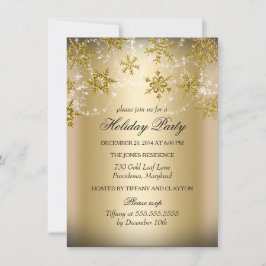 Shimmer Snowflake Gold Weihnachtsfeier Einladung