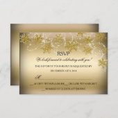 Shimmer Snowflakes Gold Weihnachtsfeiertag UAWG RSVP Karte (Vorne/Hinten)