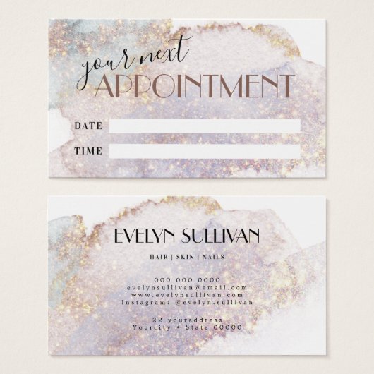 Shimmer-Wasserfarben-Terminkarte (Vorne & Hinten)