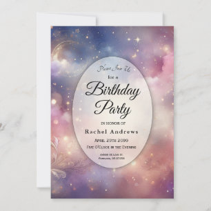 Shimmering Celestial Stardust Skies Birthday Party Einladung