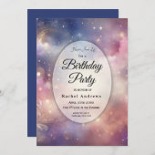 Shimmering Celestial Stardust Skies Birthday Party Einladung (Vorne/Hinten)