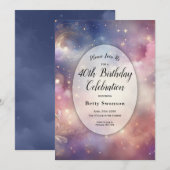 Shimmering Celestial Stardust Skies Milestone Einladung (Vorne/Hinten)