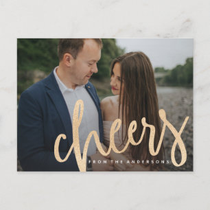 Shimmering Cheers Holiday Foto Post Card Feiertagspostkarte