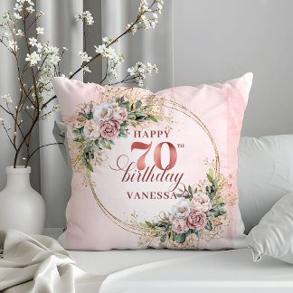 Shimmering Dusty Pink Boho Pillow 70th Birthday   Kissen