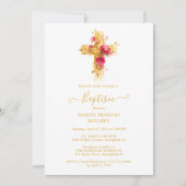 Shimmering Gold Cross Baptism Celebration Design Einladung (Vorderseite)