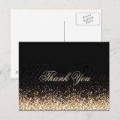 Shimmering Gold Glitzer Black Vielen Dank Postcard Postkarte (Vorne/Hinten)