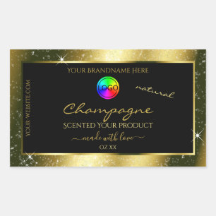 Shimmering Gold Glitzer Frame Produktetikett und L Rechteckiger Aufkleber