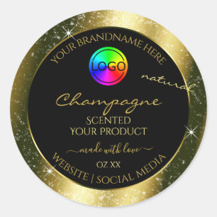 Shimmering Gold Glitzer Frame Produktetikett und L Runder Aufkleber