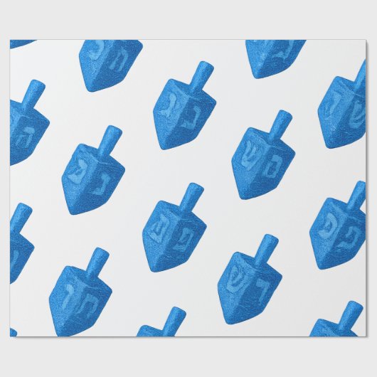 Shimmering Jay Blue Glitzer Dreidel Hanukkah Geschenkpapier (Flach)