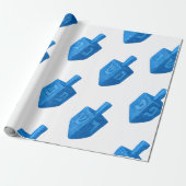 Shimmering Jay Blue Glitzer Dreidel Hanukkah Geschenkpapier (Ungerollt)
