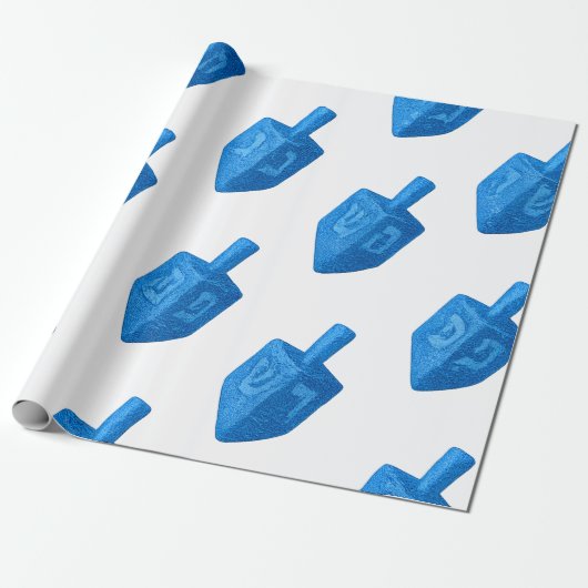 Shimmering Jay Blue Glitzer Dreidel Hanukkah Geschenkpapier (Ungerollt)