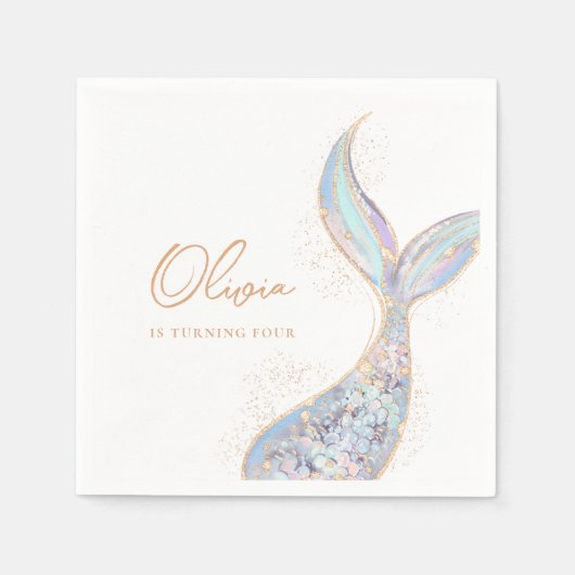 Shimmering Mermaid Schwanz Geburtstag Serviette (Vorderseite)