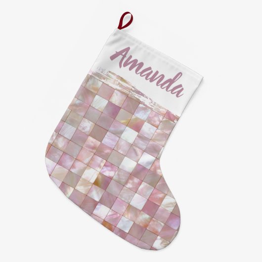 Shimmering Pink Stocking Christmas Stocking Großer Weihnachtsstrumpf (Vorderansicht (hängend))